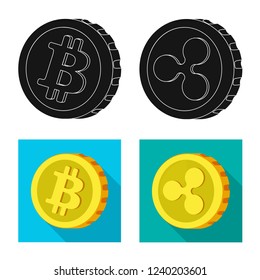 Vector illustration of cryptocurrency and coin logo. Collection of cryptocurrency and crypto stock symbol for web.