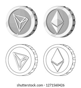 Vector illustration of cryptocurrency and coin logo. Set of cryptocurrency and crypto vector icon for stock.