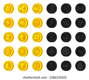 Vector illustration of cryptocurrency and coin logo. Set of cryptocurrency and crypto stock symbol for web.