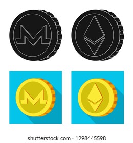 Vector illustration of cryptocurrency and coin logo. Set of cryptocurrency and crypto stock symbol for web.