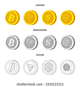 Vector illustration of cryptocurrency and coin logo. Set of cryptocurrency and crypto stock vector illustration.