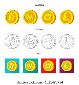 Vector illustration of cryptocurrency and coin logo. Set of cryptocurrency and crypto stock vector illustration.