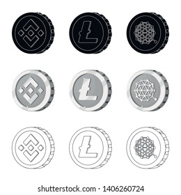 Vector illustration of cryptocurrency and coin logo. Set of cryptocurrency and crypto vector icon for stock.