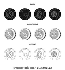 Vector illustration of cryptocurrency and coin sign. Collection of cryptocurrency and crypto stock symbol for web.