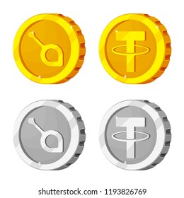 Vector illustration of cryptocurrency and coin sign. Set of cryptocurrency and crypto stock symbol for web.