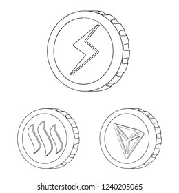 Vector illustration of cryptocurrency and coin sign. Set of cryptocurrency and crypto vector icon for stock.