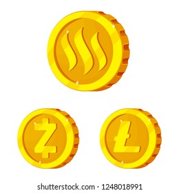 Vector illustration of cryptocurrency and coin sign. Collection of cryptocurrency and crypto vector icon for stock.