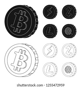 Vector illustration of cryptocurrency and coin sign. Collection of cryptocurrency and crypto stock symbol for web.