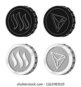 Vector illustration of cryptocurrency and coin sign. Set of cryptocurrency and crypto vector icon for stock.