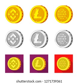 Vector illustration of cryptocurrency and coin sign. Collection of cryptocurrency and crypto vector icon for stock.