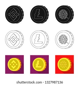 Vector illustration of cryptocurrency and coin sign. Collection of cryptocurrency and crypto vector icon for stock.