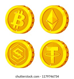 Vector illustration of cryptocurrency and coin symbol. Set of cryptocurrency and crypto stock vector illustration.