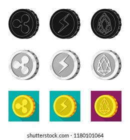 Vector illustration of cryptocurrency and coin symbol. Collection of cryptocurrency and crypto stock vector illustration.