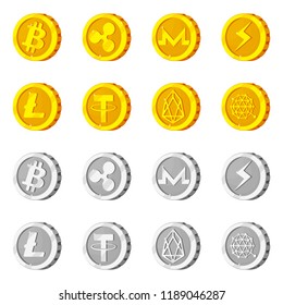 Vector illustration of cryptocurrency and coin symbol. Set of cryptocurrency and crypto stock vector illustration.