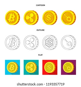 Vector illustration of cryptocurrency and coin symbol. Set of cryptocurrency and crypto stock symbol for web.
