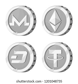 Vector illustration of cryptocurrency and coin symbol. Set of cryptocurrency and crypto stock symbol for web.