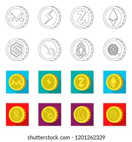 Vector illustration of cryptocurrency and coin symbol. Collection of cryptocurrency and crypto stock vector illustration.