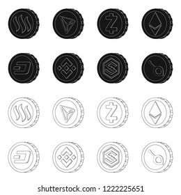 Vector illustration of cryptocurrency and coin symbol. Collection of cryptocurrency and crypto stock symbol for web.