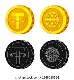 Vector illustration of cryptocurrency and coin symbol. Set of cryptocurrency and crypto stock vector illustration.
