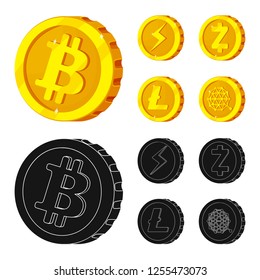 Vector illustration of cryptocurrency and coin symbol. Collection of cryptocurrency and crypto stock vector illustration.