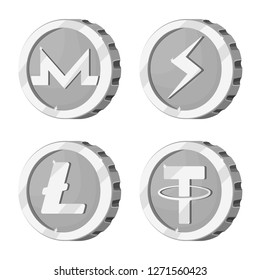 Vector illustration of cryptocurrency and coin symbol. Collection of cryptocurrency and crypto vector icon for stock.