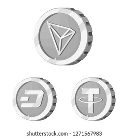 Vector illustration of cryptocurrency and coin symbol. Collection of cryptocurrency and crypto stock symbol for web.