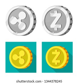 Vector illustration of cryptocurrency and coin symbol. Collection of cryptocurrency and crypto stock vector illustration.