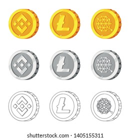 Vector illustration of cryptocurrency and coin symbol. Collection of cryptocurrency and crypto stock symbol for web.