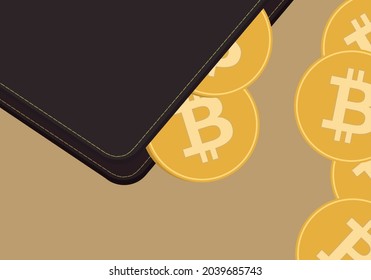 Vector illustration of cryptocurrency wallet and coin with cryptocurrency symbol