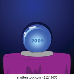 Vector illustration of a crystal ball with the year 2009 inside it