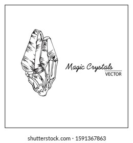 Vector illustration of crystal. Drawn by hand, in the style of doodle on a white background. For magical designs, coloring books, geological books