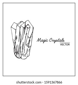 Vector illustration of crystal. Drawn by hand, in the style of doodle on a white background. For magical designs, coloring books, geological books