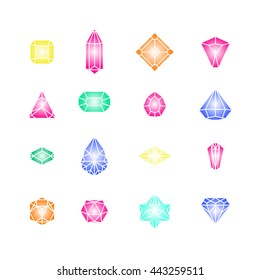 Vector Illustration of Crystal icons for Design, Website, Background, Banner. Memphis Style Jewel  Element Template