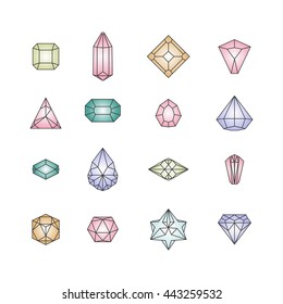 Vector Illustration of Crystal icons for Design, Website, Background, Banner. Memphis Style Jewel  Element Template