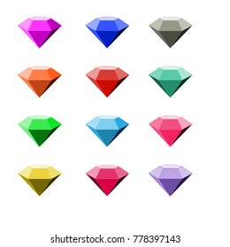 Vector Illustration of Crystal icons for Design, Website, Background, Banner. Memphis Style Jewel Element Template