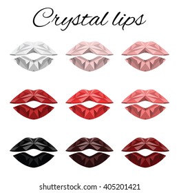 vector illustration / crystal lips / red color tints and shades