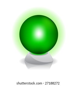 Vector illustration of Crystal magic ball. Green.