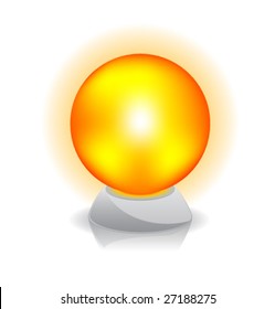 Vector illustration of Crystal magic ball. Orange.