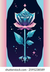 Vector illustration of Crystal Rose in soft pastel colors
