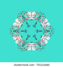 Vector illustration. Crystal snowflake in blue, neutral and gray colors on blue, neutral and gray colors.