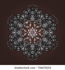 Vector illustration. Crystal snowflake in brown, gray and neutral colors on brown, gray and neutral colors.