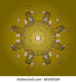 Vector illustration. crystal snowflake in colors on colorful background.