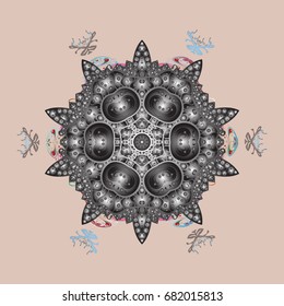 Vector illustration. Crystal snowflake in colors on colored background.