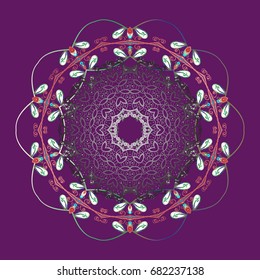 Vector illustration. Crystal snowflake in colors on colorful background.