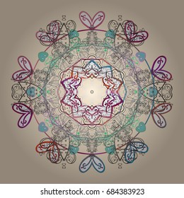 Vector illustration. Crystal snowflake in colors on colorful background.