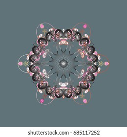 Vector illustration. Crystal snowflake in colors on colorful background.