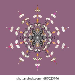 Vector illustration. Crystal snowflake in colors on colored background.
