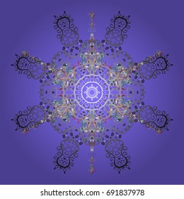 Vector illustration. Crystal snowflake in colors on colored background.