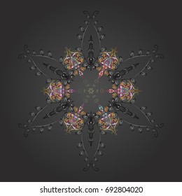 Vector illustration. Crystal snowflake in colors on colorful background.