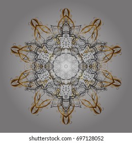 Vector illustration. Crystal snowflake in colors on gray background.